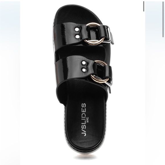 NWT J/SLIDES BAHA Black Naplak Leather Sandal - Picture 4 of 14